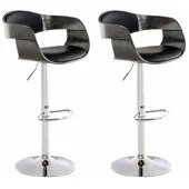 CLP 2er Set Barhocker Kingston Kunstleder drehbar mit Höhenverstellung | Farbe schwarz/grau