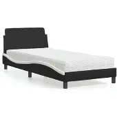 vidaXL Bett mit Matratze "Dover" Schwarz und Weiß 90x200 cm Kunstleder