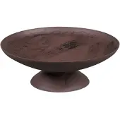 ThermoFlux Feuerschale rusty | rund | Edelrost| Patina | mit Sockel | ca. 80 cm