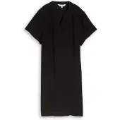 Tom Tailor Damen Kleid mit V-Ausschnitt, schwarz, Uni, Gr. 36