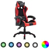 vidaXL Gaming-Stuhl mit RGB LED-Leuchten Rot und Schwarz Kunstleder