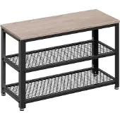 Vasagle Schuhbank mit 2 Gitterablagen, Schuhregal, 30 x 73 x 45 cm LBSB3573MB