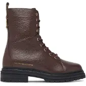 Tommy Hilfiger Schnürschuhe Th Emboss Grain Leather Boot FW0FW09553 Braun 23