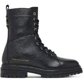 Tommy Hilfiger Schnürschuhe Th Emboss Grain Leather Boot FW0FW09553 Schwarz 42