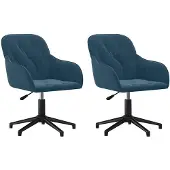 vidaXL Esszimmerstühle 2 Stk. Drehbar Blau Samt