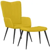 vidaXL Relaxsessel mit Hocker Senfgelb Samt