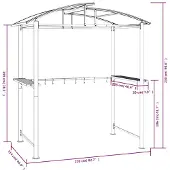 vidaXL Grillpavillon mit Seitenregalen Anthrazit 210x114x230 cm Stahl