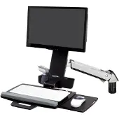 Ergotron Monitor-Wandhalterung StyleView Steh-Sitz Combo 45-266-026, inkl. Tastaturablage, Sitz- & Steharbeitsplatz, bis 13,2 kg, höhenverstellbar, VESA, Aluminium