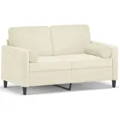 vidaXL 2-Sitzer-Sofa mit Zierkissen Creme 120 cm Samt