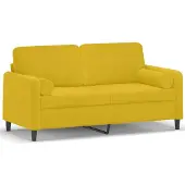 vidaXL 2-Sitzer-Sofa mit Zierkissen Gelb 140 cm Samt