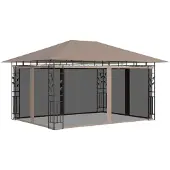 vidaXL Pavillon mit Moskitonetz 4x3x2,73 m Taupe 180 g/m²