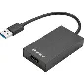 Sandberg USB 3.0 to HDMI Converter, Passiver Videokonverter, Schwarz, Windows 10, Windows 11, MacOS, 1920 x 1080 Pixel, 1080p