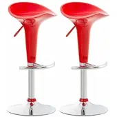 CLP 2er Set Barhocker Saddle mit drehbarem Kunsttoffsitz und Fußablage | Farbe rot