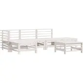 vidaXL 6-tlg. Garten-Lounge-Set Weiß Massivholz Kiefer