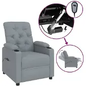 vidaXL Relaxsessel Elektrisch Hellgrau Stoff
