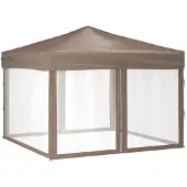 vidaXL Partyzelt Faltbar mit Seitenwänden Taupe 3x3 m