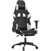 vidaXL Gaming-Stuhl mit Fußstütze Schwarz und Weiß Kunstleder