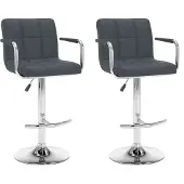 vidaXL Barhocker 2 Stk. Grau Kunstleder