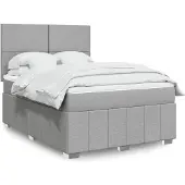 vidaXL Boxspringbett mit Matratze Hellgrau 140x200 cm Stoff