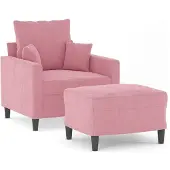 vidaXL Sessel mit Hocker Rosa 60 cm Samt