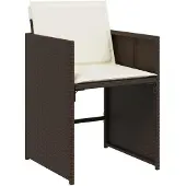 vidaXL 15-tlg. Garten-Essgruppe mit Kissen Braun Poly Rattan