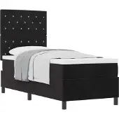 vidaXL Boxspringbett mit Matratze Schwarz 80 x 200 cm Stoff