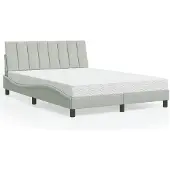 vidaXL Bett mit Matratze "Hanko" Hellgrau 140x190 cm Samt
