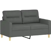 vidaXL 2-tlg. Sofagarnitur mit Kissen Dunkelgrau Stoff