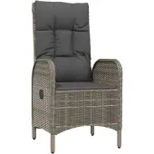 vidaXL 7-tlg. Garten-Essgruppe mit Kissen Grau Poly Rattan