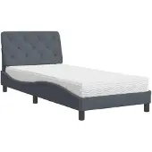vidaXL Bett mit Matratze Dunkelgrau 90x200 cm Samt