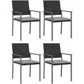 vidaXL 5-tlg. Garten-Essgruppe mit Kissen Poly Rattan und Stahl