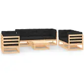 vidaXL 8-tlg. Garten-Lounge-Set mit Kissen Massivholz Kiefer