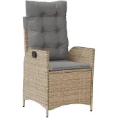 vidaXL 7-tlg. Garten-Essgruppe mit Kissen Beigemischung Poly Rattan