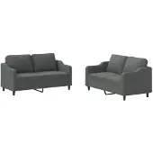 vidaXL 2-tlg. Sofagarnitur mit Kissen Dunkelgrau Stoff