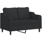 vidaXL 2-tlg. Sofagarnitur mit Kissen Schwarz Stoff