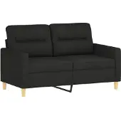 vidaXL 2-tlg. Sofagarnitur mit Kissen Schwarz Stoff