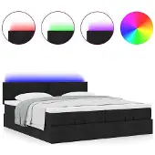 vidaXL Ottoman-Bett mit Matratzen & LEDs Schwarz 160x200 cm Stoff