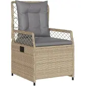 vidaXL 9-tlg. Garten-Essgruppe mit Kissen Beige Poly Rattan