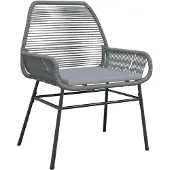 vidaXL 7-tlg. Garten-Essgruppe mit Kissen Grau Poly Rattan Glas
