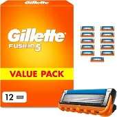 Gillette Fusion5 , Männer, , Fusion5, Edelstahl, Schwarz, Blau, Orange, Edelstahl, 12 Stück(e)
