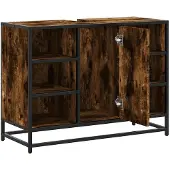 vidaXL Waschbeckenunterschrank Räuchereiche 80x33x60 cm Holzwerkstoff