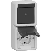 Gira Vertikaler Schalter Steckdose Kombi IP44 Grau - 417630