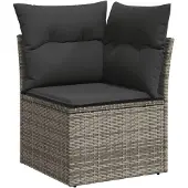 vidaXL 9-tlg. Garten-Sofagarnitur mit Kissen Grau Poly Rattan
