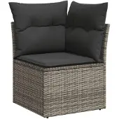 vidaXL 12-tlg. Garten-Sofagarnitur mit Kissen Grau Poly Rattan