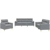 vidaXL 3-tlg. Sofagarnitur mit Kissen Hellgrau Stoff