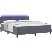 vidaXL LED Boxspringbett mit Kopfteil Dunkelgrau 180 x 200 cm Samt