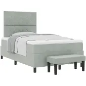 vidaXL Boxspringbett mit Matratze Hellgrau 120 x 200 cm Samt