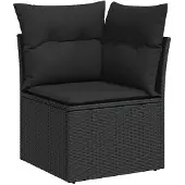 vidaXL 8-tlg. Garten-Sofagarnitur mit Kissen Schwarz Poly Rattan