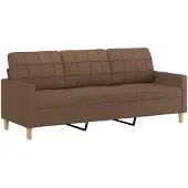 vidaXL 3-tlg. Sofagarnitur mit Kissen Braun Stoff