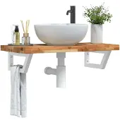 vidaXL Waschbeckenregal Wandmontage Stahl und Akazienholz
